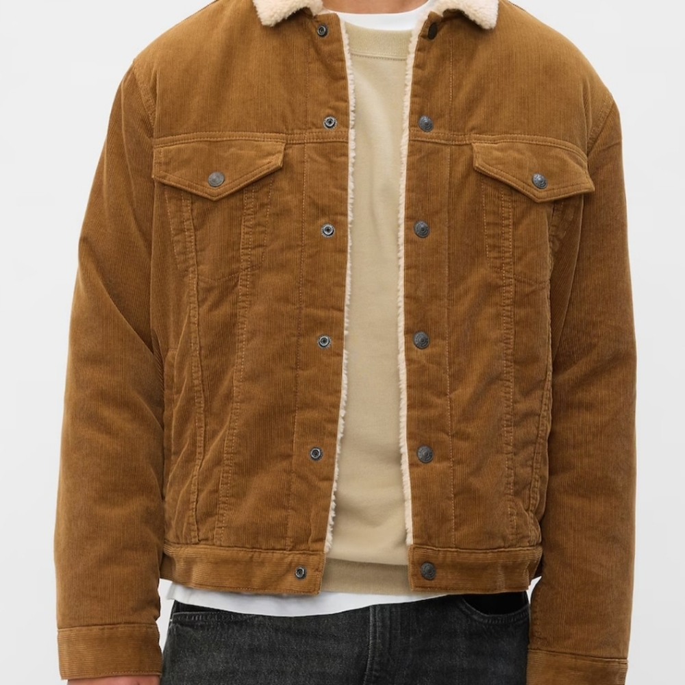 Sherpa-Lined Men's Brown Corduroy Jacket Size XSmall New